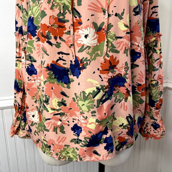 Eloquii Plus Size 18 Shirt Floral Peasant Top Ruffle Sleeve Boho Romantic Spring - Picture 9 of 10
